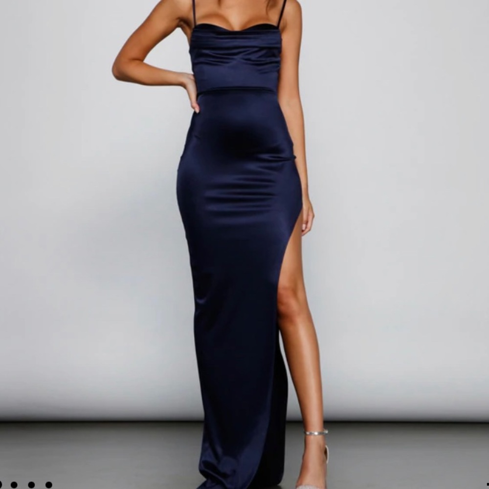 Windsor navy blue slit formal dress